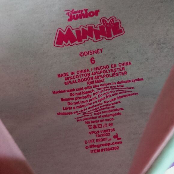 Disney Minnie Girls Cotton graphic T-Shirts 4 Pack - size 6 - Picture 9 of 13